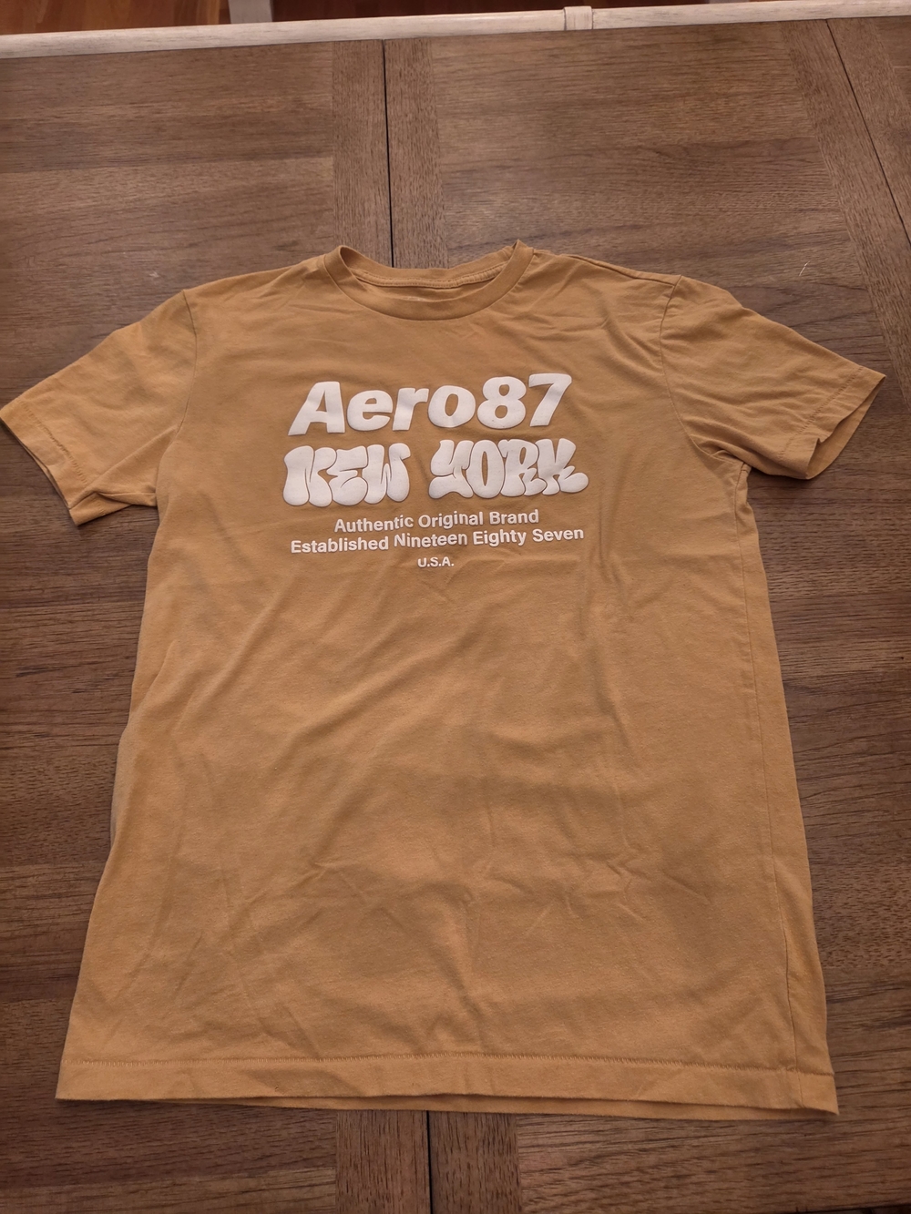 Aeropostale Aero87 New York Graphic Tee - Mustard Yellow M